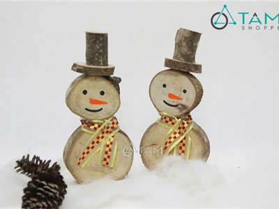 Mô hình người tuyết bằng lát cây gỗ cao 17cm số 30